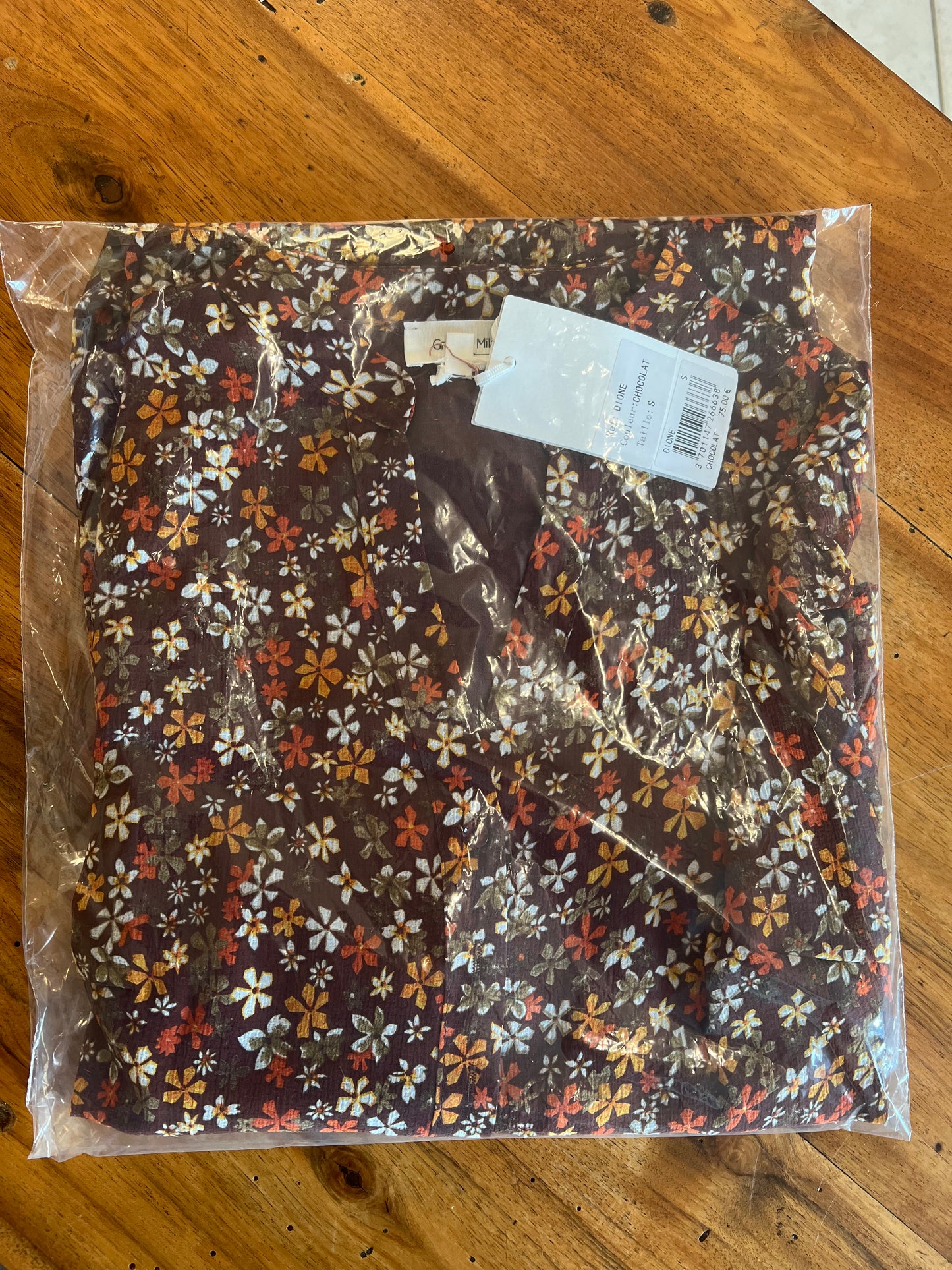 Dione - Robe longue à fleurs - Chocolat