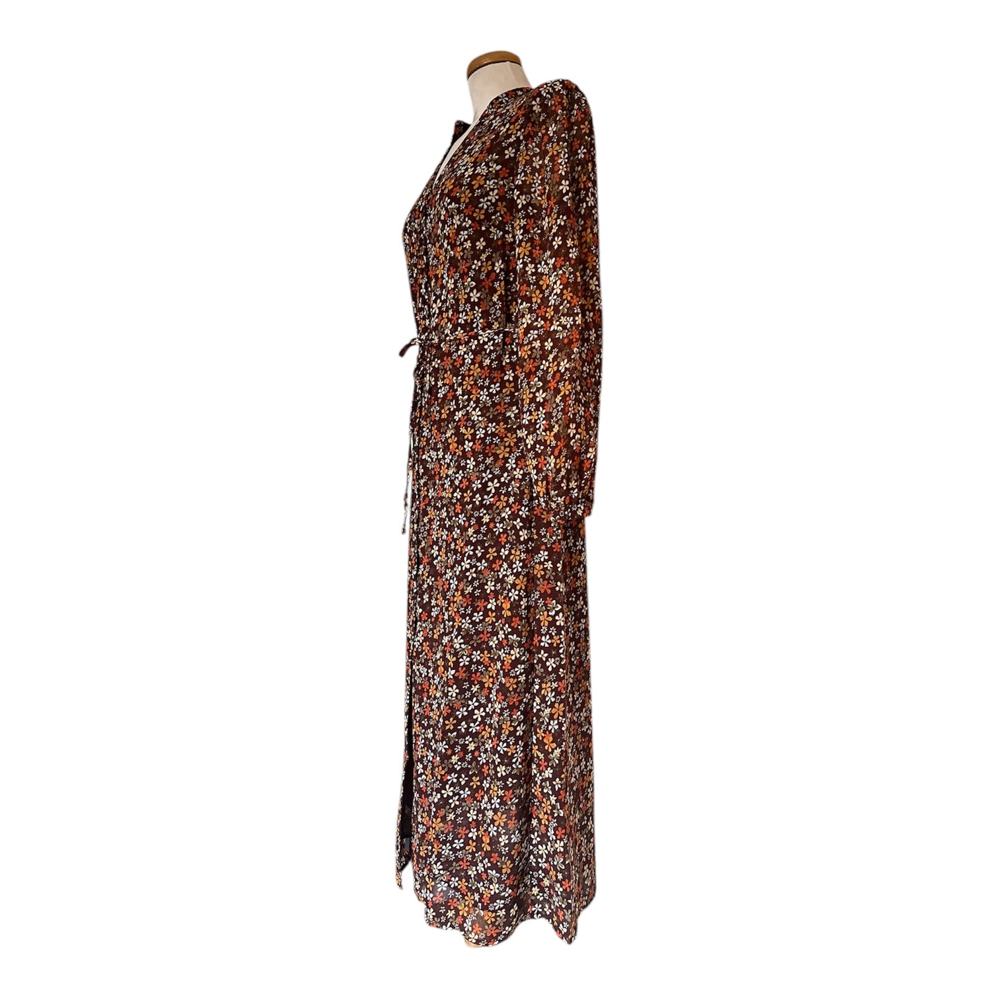 Dione - Robe longue à fleurs - Chocolat