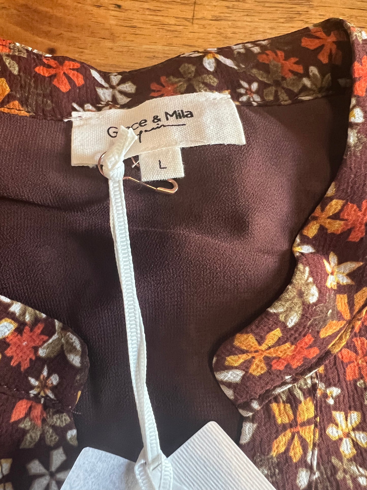 Dione - Robe longue à fleurs - Chocolat