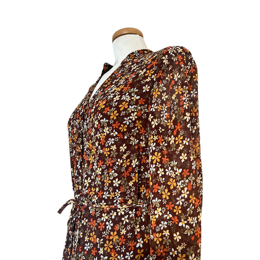 Dione - Robe longue à fleurs - Chocolat