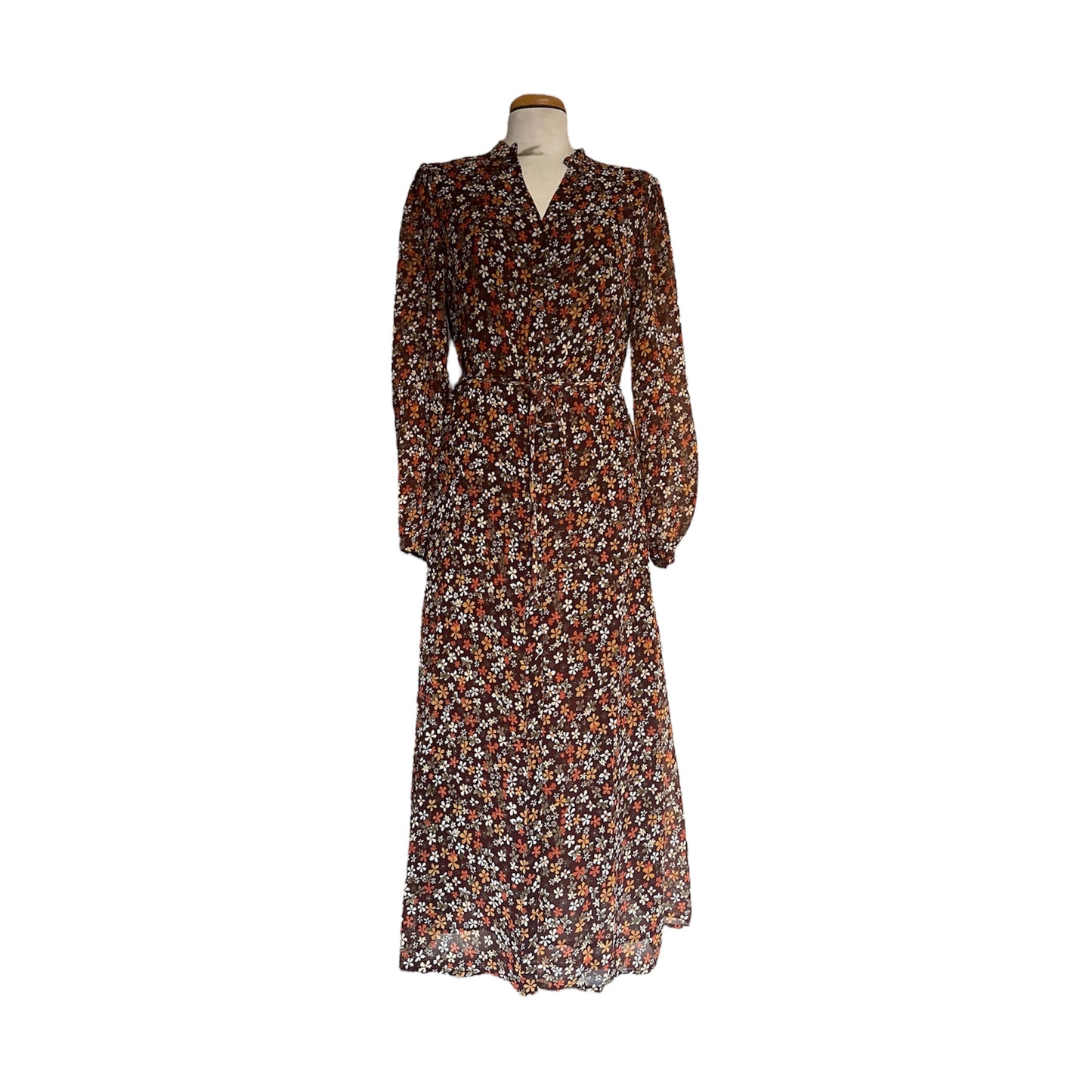 Dione - Robe longue à fleurs - Chocolat