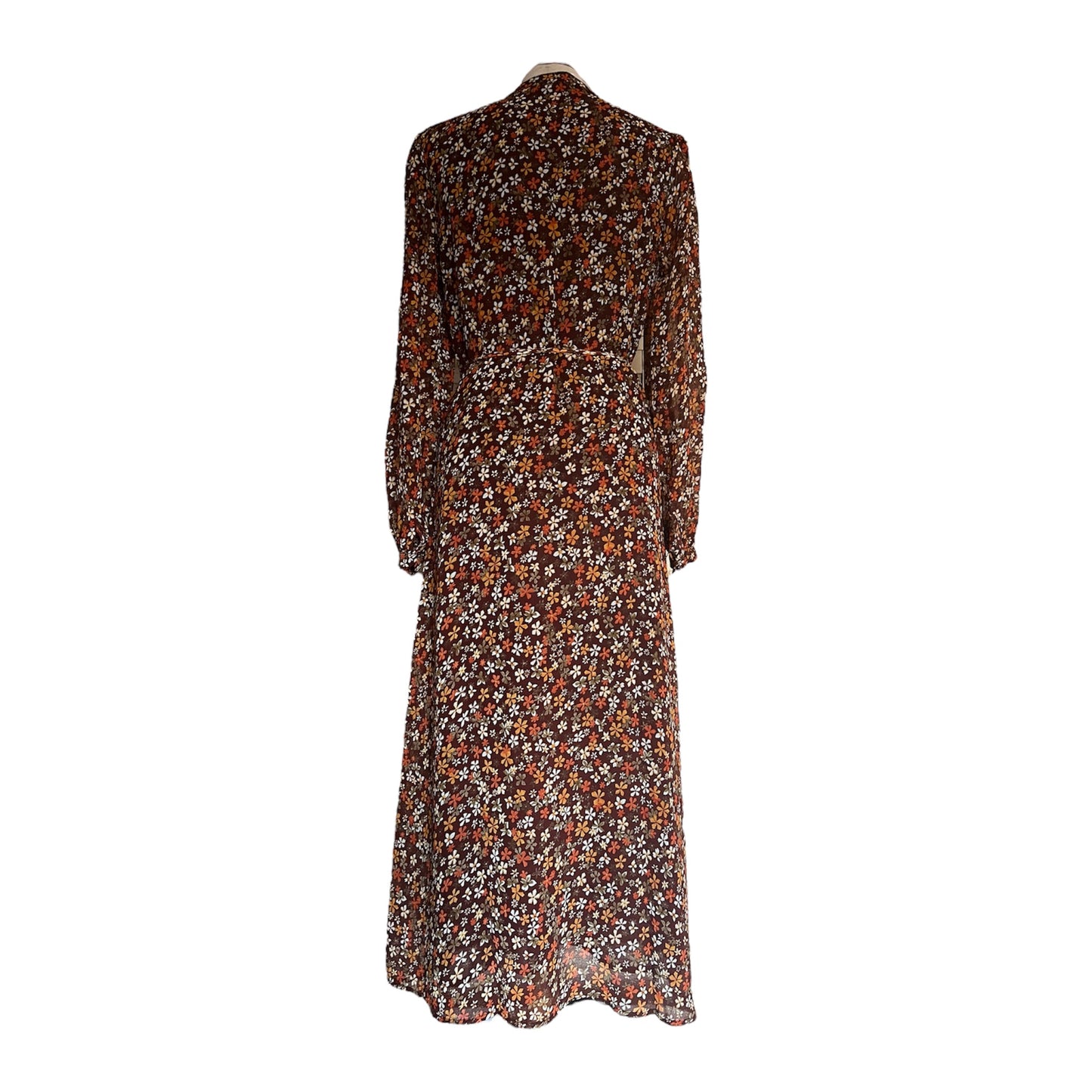 Dione - Robe longue à fleurs - Chocolat